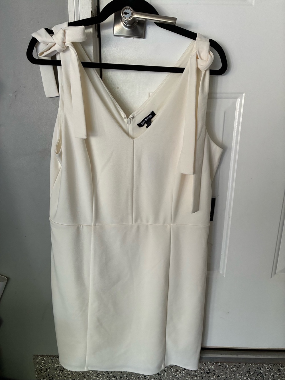 Express Ivory Tie-Shoulder V-Neck Mini Dress
